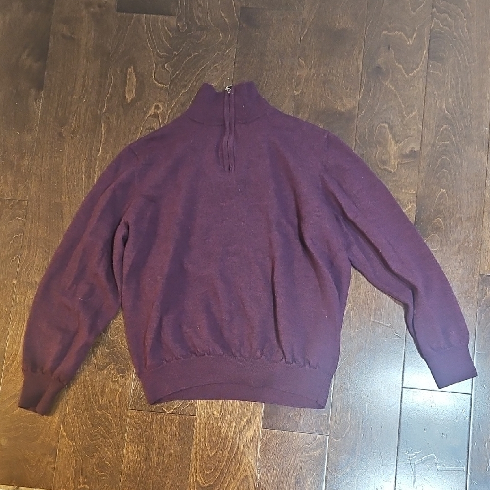 Kenneth Roberts 100% Wool Purple Quarter-Zip Sweater